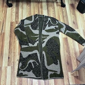 Camo eyelash knit cardigan NWT